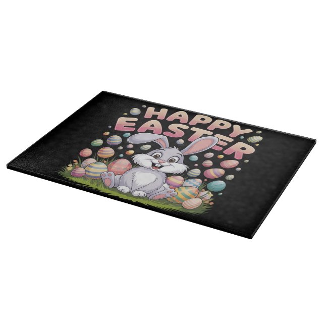Happy Easter 2025  Eggs Bunny Cute Rabbit Cutting Board (Corner)