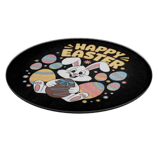 Happy Easter 2025  Eggs Bunny Cute Rabbit Cutting Board (Corner)
