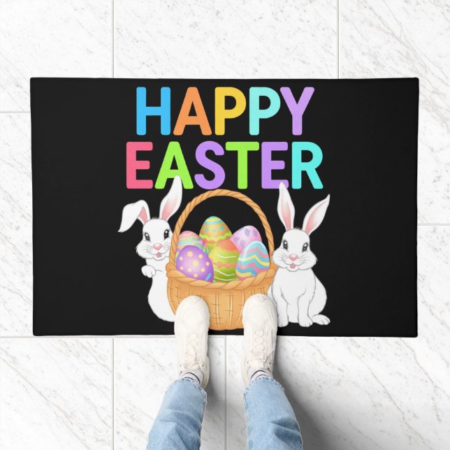 Happy Easter 2025  Eggs Bunny Cute Rabbit Doormat (Indoor)