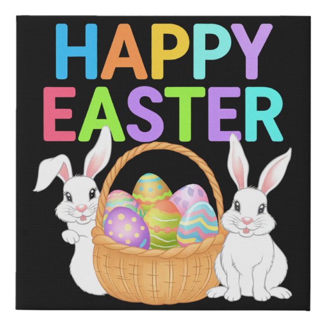 Happy Easter 2025  Eggs Bunny Cute Rabbit Faux Canvas Print (Front)