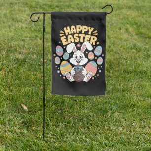 Happy Easter 2025 Eggs Bunny Cute Rabbit Garden Flag