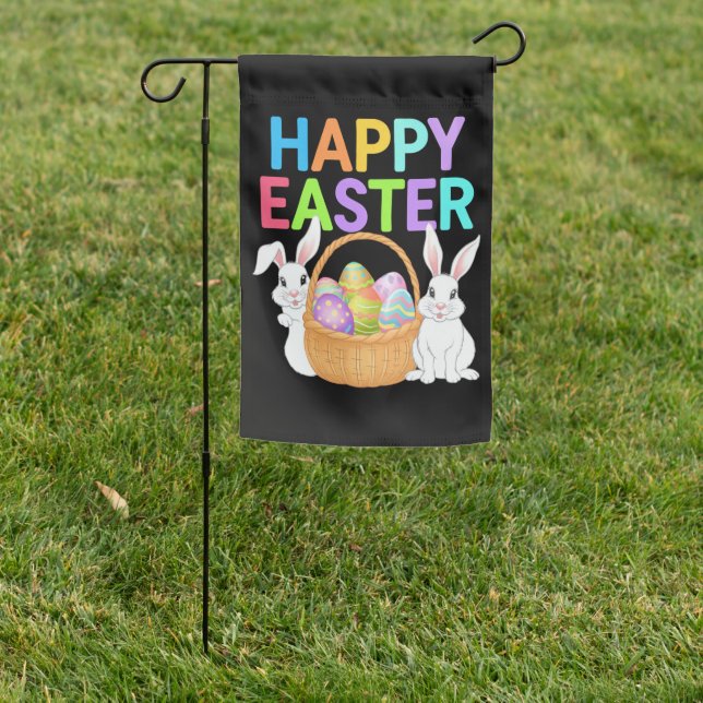 Happy Easter 2025  Eggs Bunny Cute Rabbit Garden Flag (In SItu)