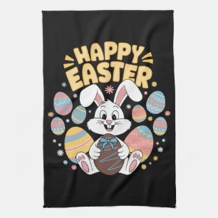 Happy Easter 2025 Eggs Bunny Cute Rabbit Kitchen Towel