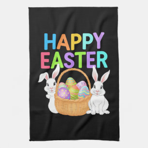 Happy Easter 2025 Eggs Bunny Cute Rabbit Kitchen Towel