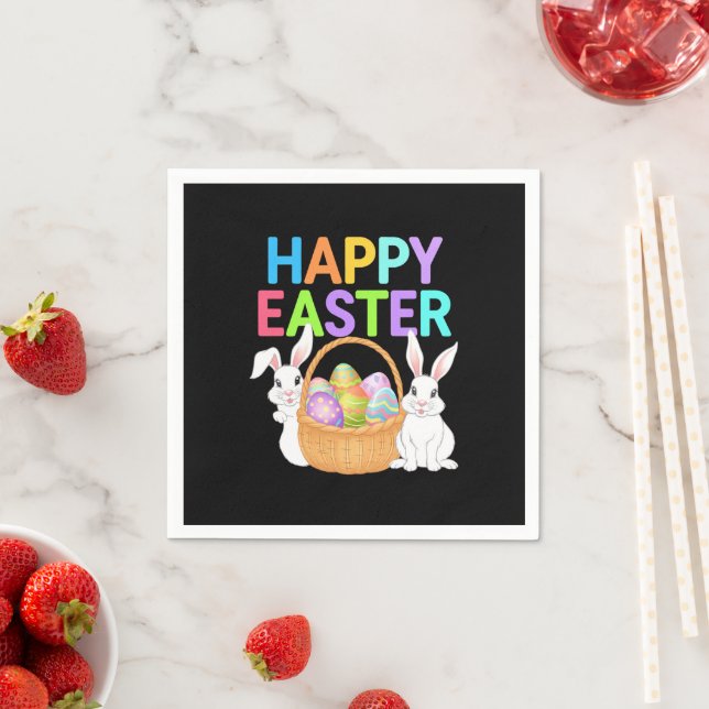 Happy Easter 2025  Eggs Bunny Cute Rabbit Napkins (Insitu)