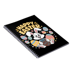 Happy Easter 2025  Eggs Bunny Cute Rabbit Notebook