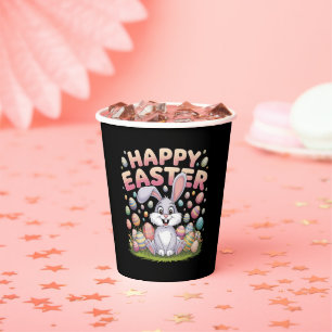 Happy Easter 2025  Eggs Bunny Cute Rabbit Paper Cups