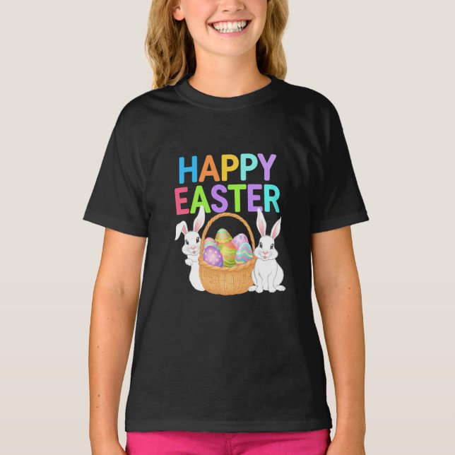 Happy Easter 2025  Eggs Bunny Cute Rabbit T-Shirt (Front)