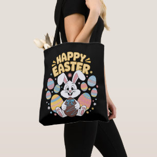 Happy Easter 2025  Eggs Bunny Cute Rabbit Tote Bag