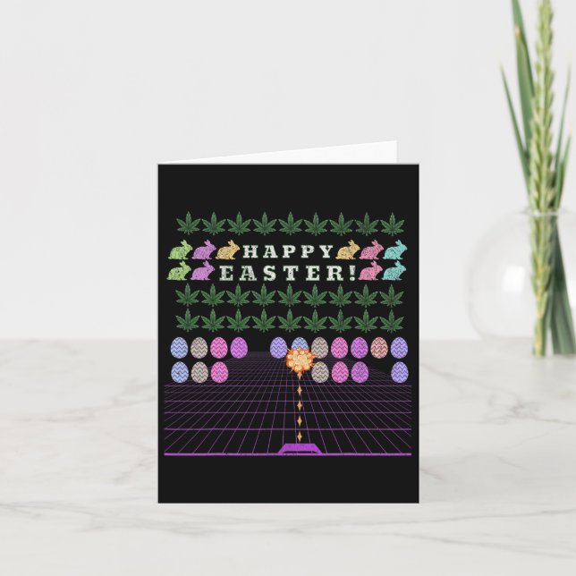Happy Easter 2025 – Funny Meme Bunny Gaming Tee  Card (Front)