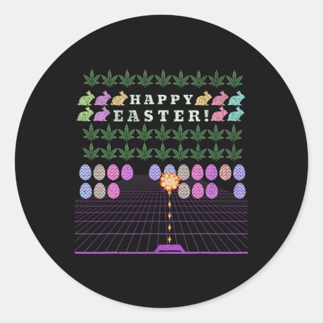 Happy Easter 2025 – Funny Meme Bunny Gaming Tee  Classic Round Sticker (Front)