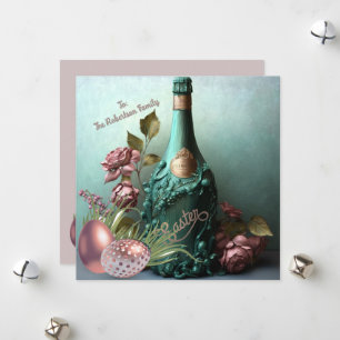 Happy Easter 2025 Wall Art with Ornate Bottle  Holiday Card
