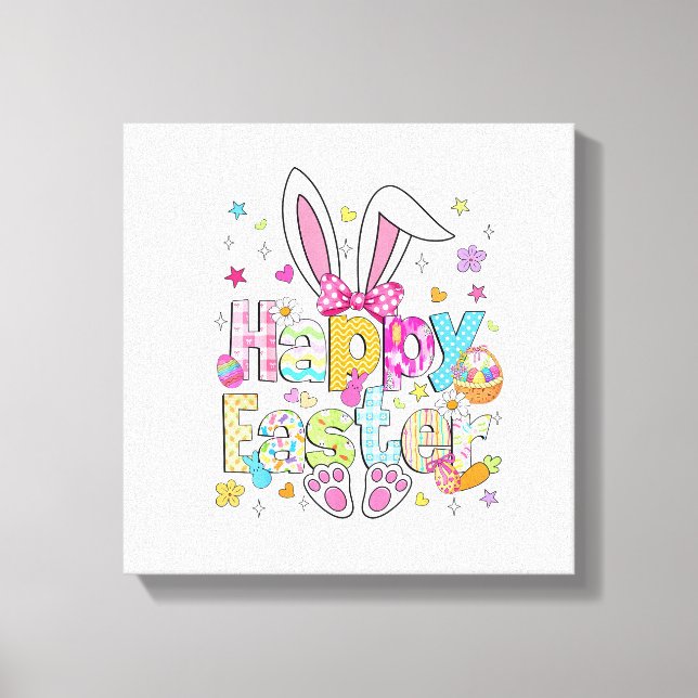 Happy Easter 2026 Cute Bunny Rabbit Easter Day Wom Canvas Print (Front)
