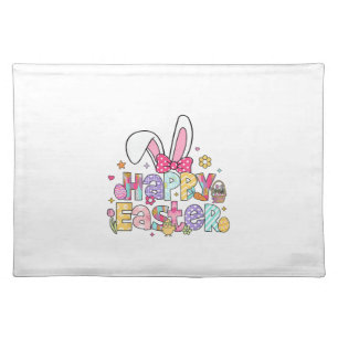 Happy Easter 2026 Cute Bunny Rabbit Easter Day Wom Cloth Placemat