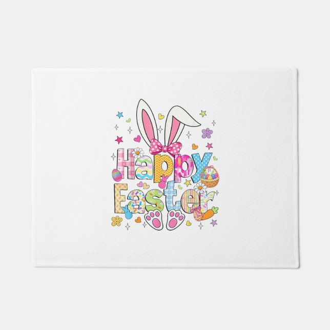 Happy Easter 2026 Cute Bunny Rabbit Easter Day Wom Doormat (Front)