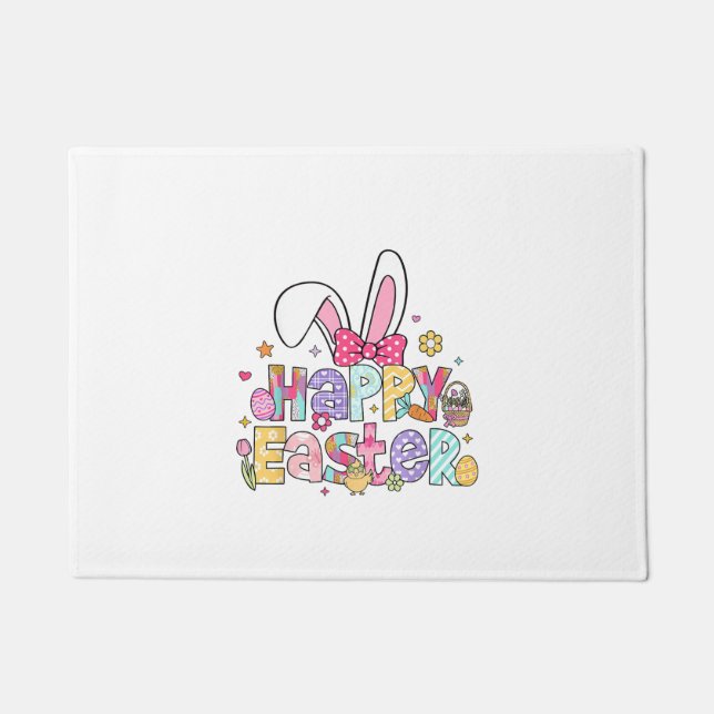 Happy Easter 2026 Cute Bunny Rabbit Easter Day Wom Doormat (Front)