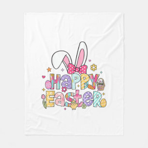 Happy Easter 2026 Cute Bunny Rabbit Easter Day Wom Fleece Blanket