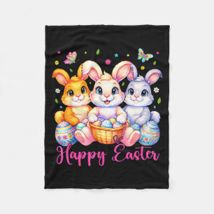 Happy Easter 2026 Cute Bunny Rabbit Easter Day Wom Fleece Blanket