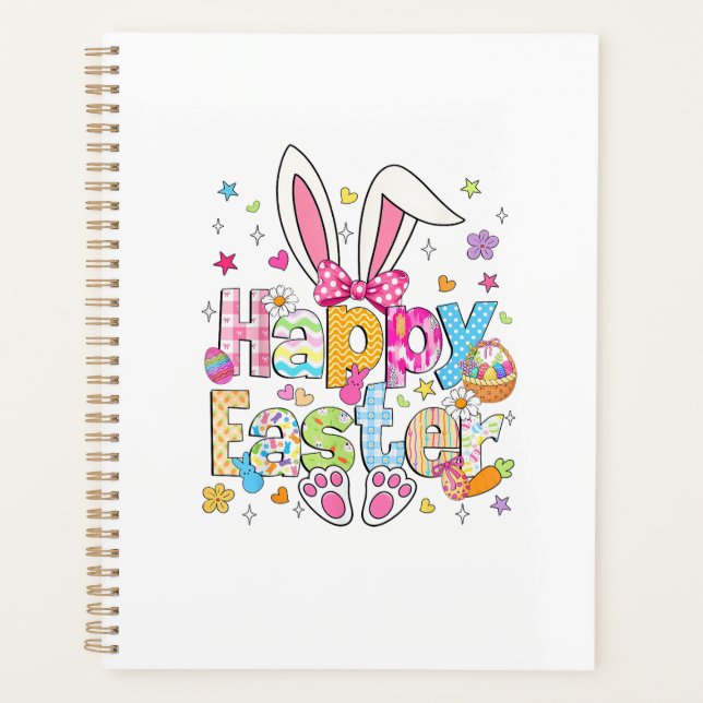 Happy Easter 2026 Cute Bunny Rabbit Easter Day Wom Planner (Front)
