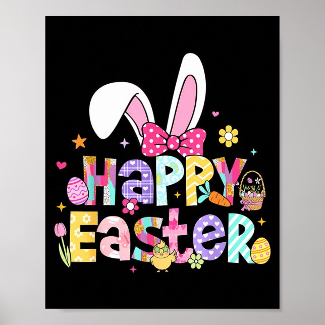 Happy Easter 2026 Cute Bunny Rabbit Easter Day Wom Poster (Front)
