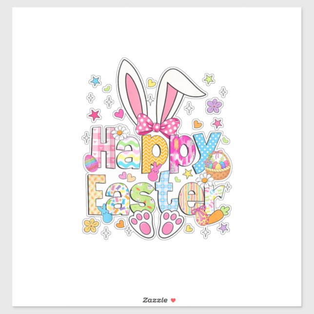 Happy Easter 2026 Cute Bunny Rabbit Easter Day Wom Sticker (Sheet)