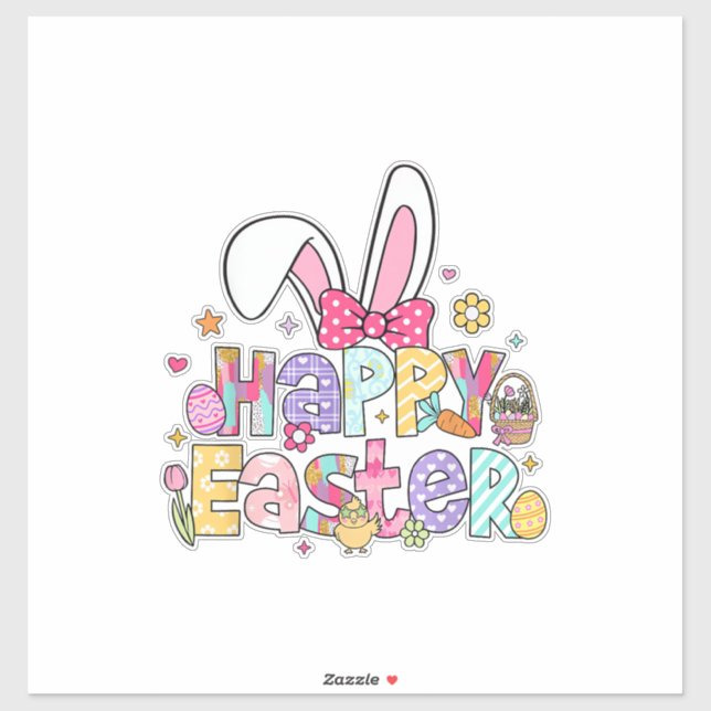 Happy Easter 2026 Cute Bunny Rabbit Easter Day Wom Sticker (Sheet)
