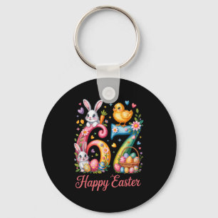Happy easter 67 meme number birthday bunny chick keychain