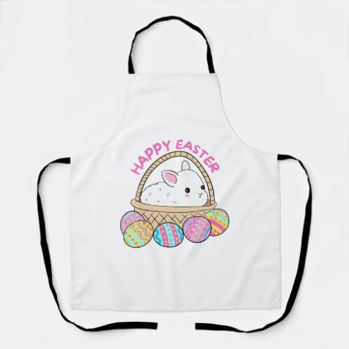 Happy Easter A Cute Easter Bunny In A Basket Apron