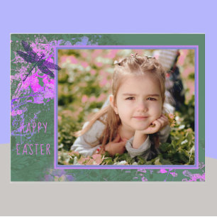 Happy Easter Abstract Floral Art Photo Frame Postc Postcard