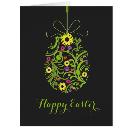 Happy Easter Abstract Retro Floral Egg (Front)