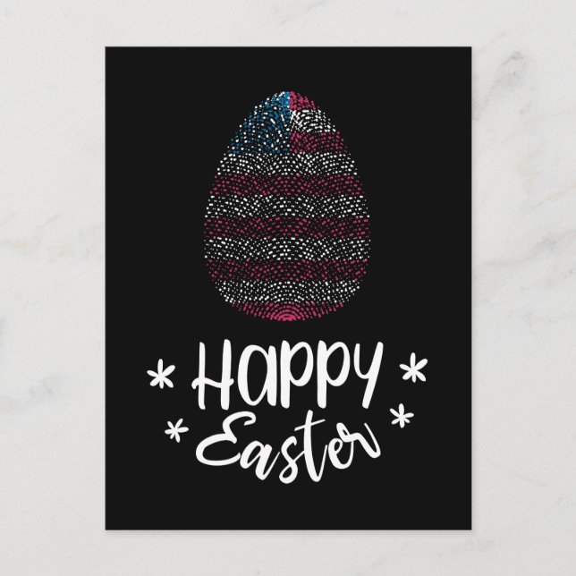 Happy Easter and Easter egg with American flag Holiday Postcard (Front)