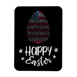 Happy Easter and Easter egg with American flag Magnet