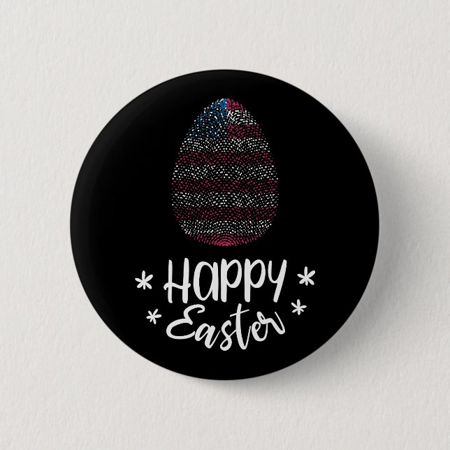 Happy Easter and Easter egg with American flag Pinback Button (Front)