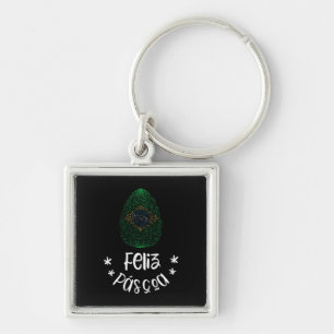 Happy Easter and Easter egg with Brazilian flag Keychain