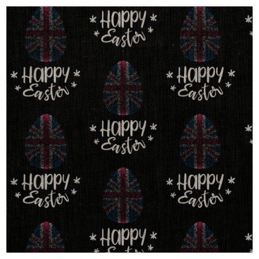 Happy Easter and Easter egg with UK flag Fabric