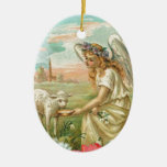 happy easter angel ceramic ornament