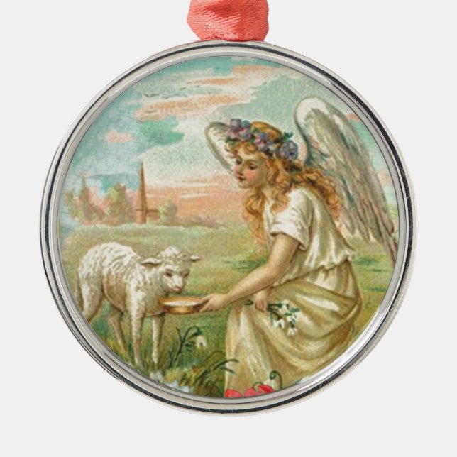 happy easter angel metal ornament (Front)