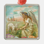 happy easter angel metal ornament