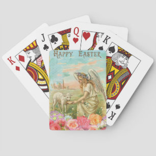 happy easter angel poker cards
