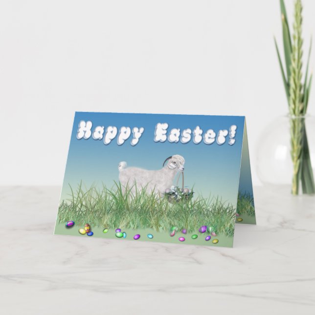 Happy Easter Angora Doe Goat Holiday Card (Front)
