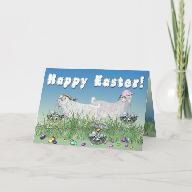 Happy Easter Angora Goats Holiday Card (Front)