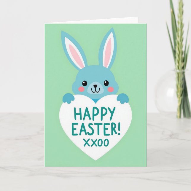 Happy Easter Animal Heart Card (Front)