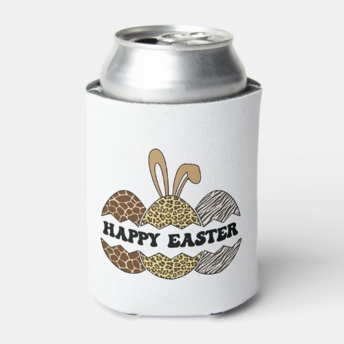 Happy Easter Animal Print Easter Eggs Bunny Can Cooler