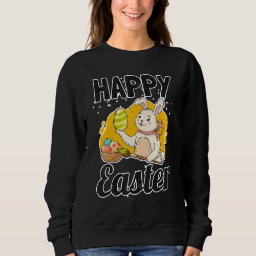 Happy Easter Animals Funny Bunny Eggs Graphic Desi Sweatshirt