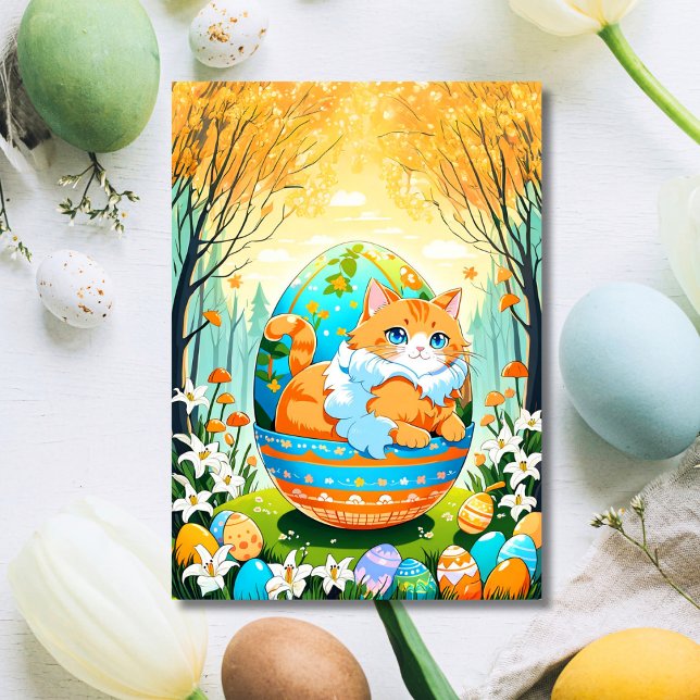 Happy Easter Anime Cat Holiday Card (Creator Uploaded)