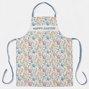 Happy Easter Apron with Colorful Egg Pattern