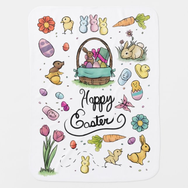 Happy Easter Art Baby Blanket (Front)