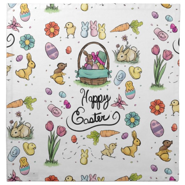 Happy Easter Art Cloth Napkin (Front)