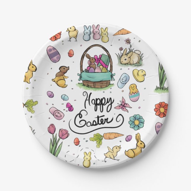 Happy Easter Art Paper Plates (Front)