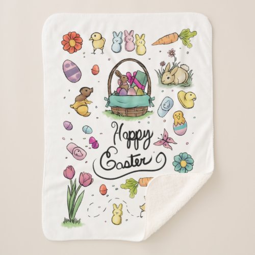 Happy Easter Art Sherpa Blanket